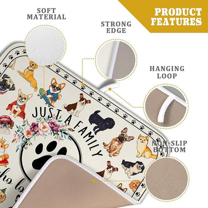 Lovely Dogs Dish Drying Mat Absorbent Printed Drying Pad for Kitchen Counter - Image 4