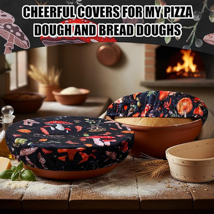 Patelai 10 Pcs Bowl Covers Reusable in 5 Size Stretch Cloth Fabric Elastic Food Storage Bowl Covers Bread Sourdough Lids for Proofing Food Fruits Leftover(Deep Color,Mushroom Style) - Image 7