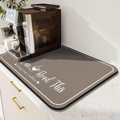 Coffee Bar Mat for Countertops 19inx12in,Absorbent Hide Stain Anti-Slip Cafe Bar Accessories Fit Under Coffee Machine Mat,dish drying mats for kitchen
