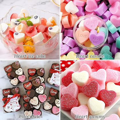 Heart Shape Ice Cube Tray 2PCS Mini Heart Ice Mold Silicone Heart Ice Cube Molds with Lid Mini Heart Ice Cube Tray for Whiskey Cocktail Valentine's Day Cubes Chocolate Candy Jelly Gummy Soap ﻿ - Image 6