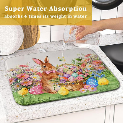 Spring Easter Dish Drying Mat for Kitchen Counter Colorful Egg Holiday Decoration Cloth Dish Mats Small - Image 7