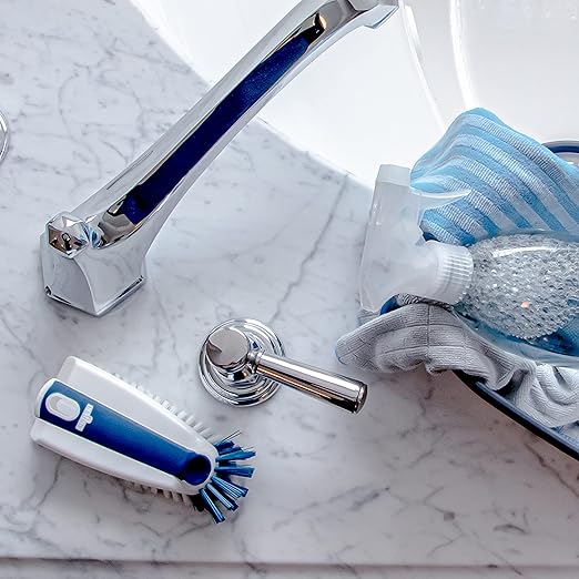 Unger Multi-Purpose Counter and Fixture Scrub Brush, Non-Slip Small Household Cleaning Supplies, Removes Dirt and Grime from Bathroom Sinks, Kitchen Countertops, and Faucets - Image 6