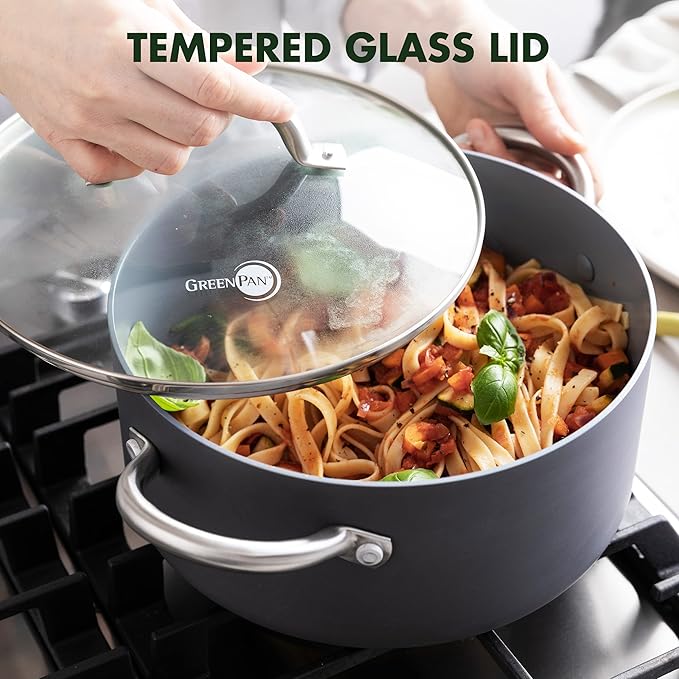 GreenPan Lima Hard Anodized 5QT Stock Pot with Lid, Healthy Ceramic Nonstick, PFOA PFAS-Free Nontoxic Pots and Pans, Oven & Broiler Safe Cookware, Stainless Steel Handles, Grayy (Pack of 2) - Image 4