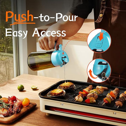 TrendPlain - Original 16oz/470ml Olive Oil Dispenser Bottle for Kitchen Gadgets and Air Fryer Accessories - Olive Oil Sprayer for Cooking w/Stickers - Sky Blue - Image 5