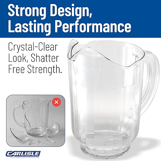 Carlisle FoodService Products Versapour Clear Pitcher Tall Pitcher for Restaurants, Catering, Kitchens, Plastic, 60 Ounces, Clear, (Pack of 6) - Image 8