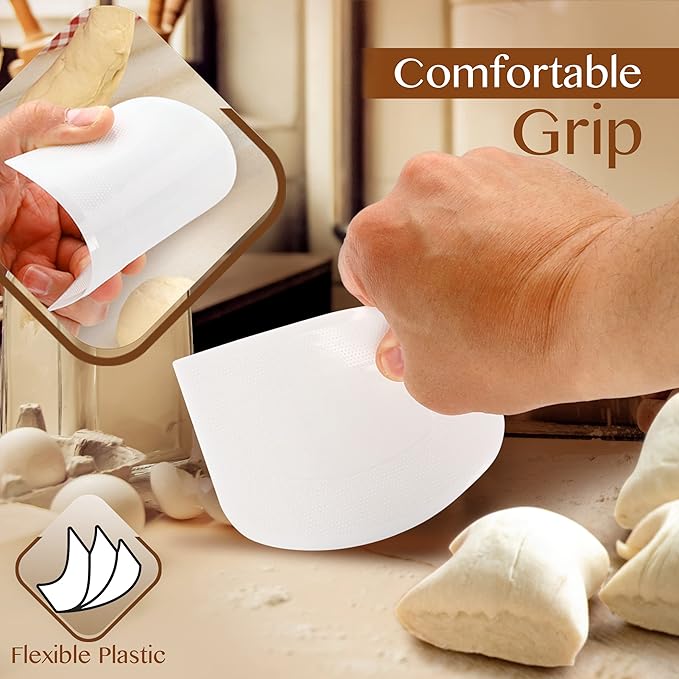 Ram-Pro White And Green Bowl Scraper Flexible Food Safe Plastic Scraper Chopper Multipurpose Good Grip Curved and Flat Edge Pizza and Dough Cutter for Kitchen Pack of 2 - Image 5
