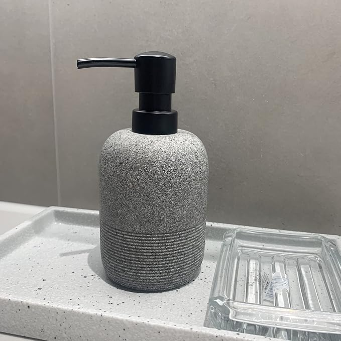 GalDal 2pcs/Set Grey Soap Lotion Dispenser with A Spare Pump,Liquid Hand Soap Dispenser Sets for Bathroom Countertop, Soap Dispenser for Kitchen. - Image 3