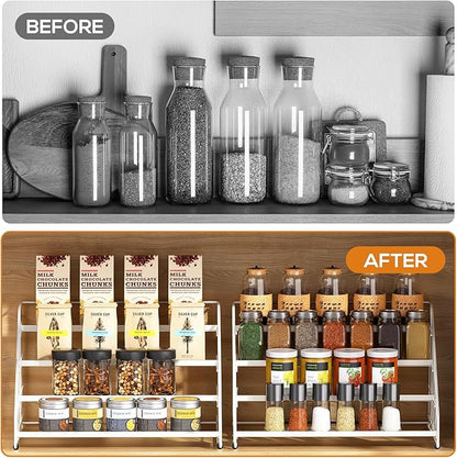 Spice Rack Organizer for Cabinet, 4 Tiered Spice Rack Organizer, Tiered Adjustable Spice Shelf for Kitchen (White-2Pcs) - Image 3