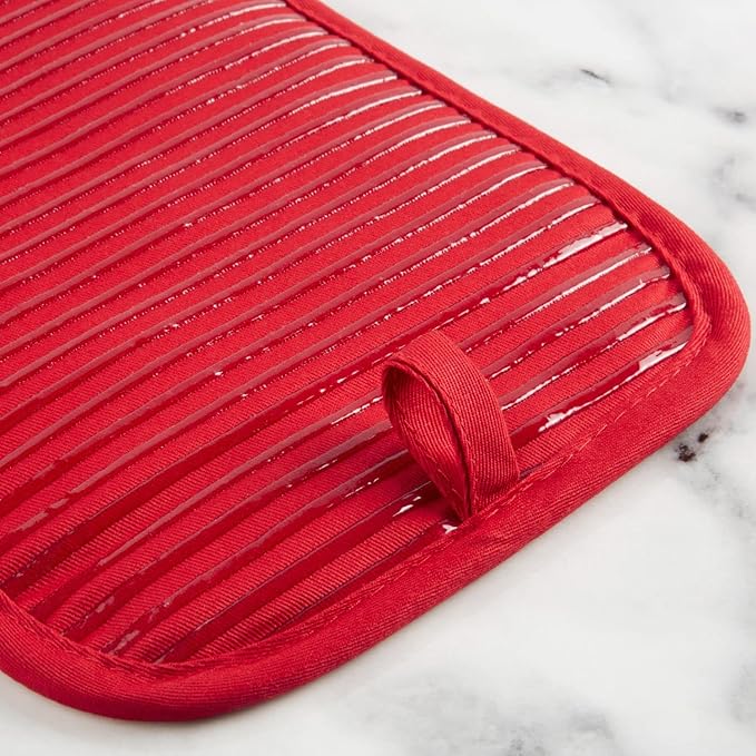 KITCHENAID Quilted Cotton Terry Cloth Oven Mitt, Pot Holder, Kitchen Towel 4-Pack Set, Heat Resistant, Silicone Grip, Gift Set, Passion Red, 16"x26", 7"x13" & 7"x10" - Image 6