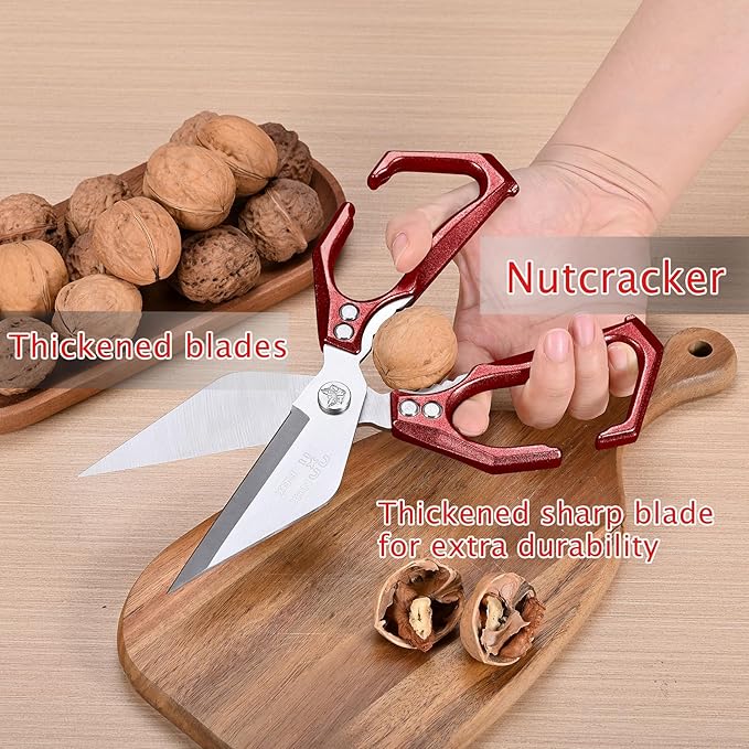 Kitchen Shears,Poultry Shears - Heavy Duty Stainless Steel kitchen Scissors for food,Seafood, Vegetables, Raw and Cooked Meat,Scissors All Purpose(red)