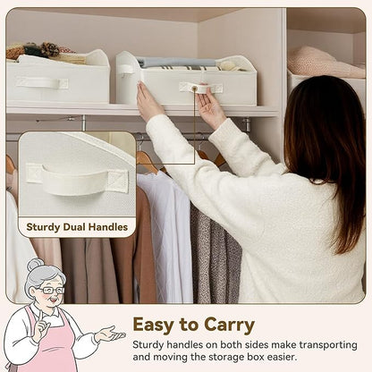 GRANNY SAYS Purse Organizer for Closet, Trapezoid Storage Bins, Closet Organizers and Storage, Decorative Storage Baskets for Shelves, Clothes, Toys, Towels, Pearl White, 3-Pack