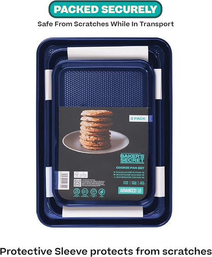 Baker's Secret Non Stick Baking Sheets, Set of 3 Cookie Sheets for Oven, Diamond Texture Premium Air Flow, Extra Thick 0.6mm, PFOA PFOS PTFE and PFAS Free Bakeware, 3 Sizes - Image 5