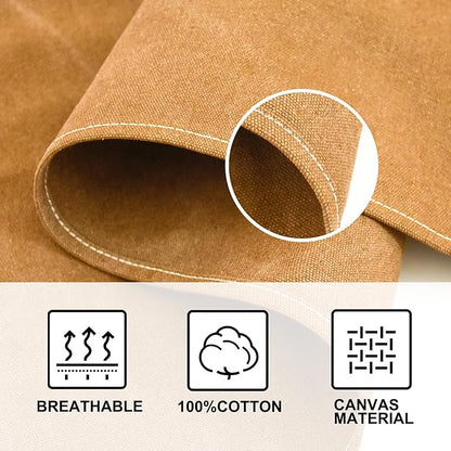 OUNLEN Chef Apron for Men Women Canvas Aprons with 3 Pockets Cross Back Resistant Work Apron for Cooking - Image 4