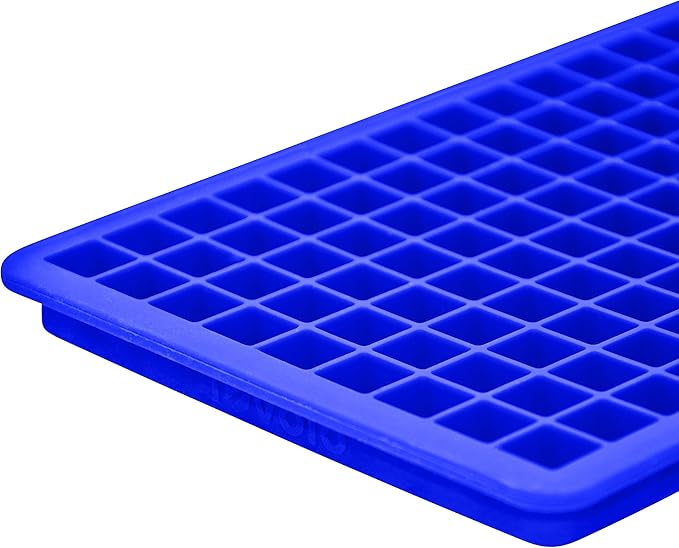 Tovolo Mini Ice Cube Tray with Lid (Stratus Blue) - Silicone Tray for Freezing Mini Ice/BPA-Free Silicone and Plastic (Pack of 2)