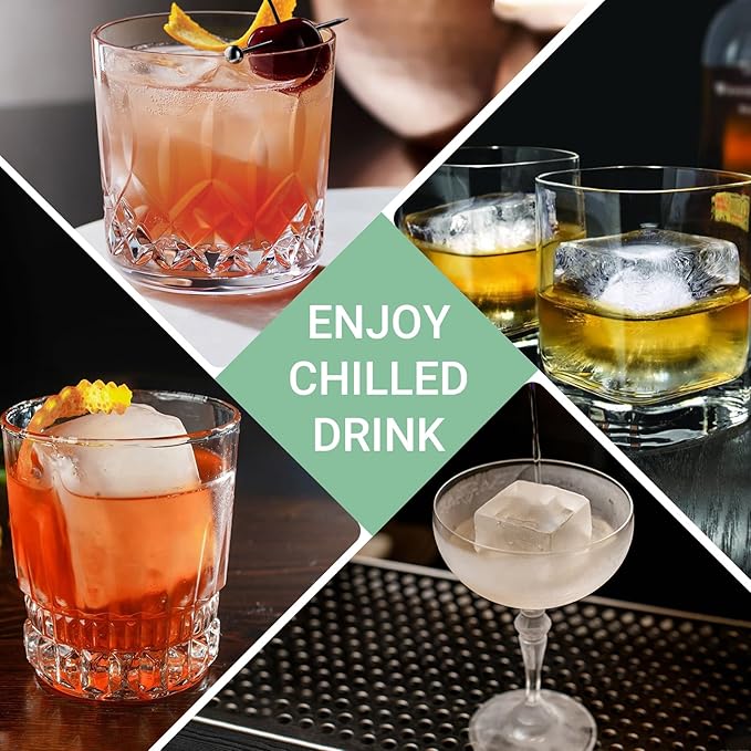 Large Ice Cube Trays for Whiskey: GGOW Big Silicone Ice Cube Trays - Huge Square Ice Cubed Tray for Whisky and Cocktail - Image 6