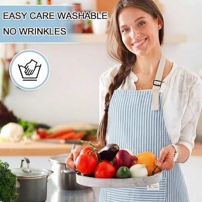 Janmercy 24 Pcs Aprons for Women Men with 2 Pockets Linen Cooking Kitchen Apron Adjustable Bib Chef Apron Bulk Aprons Unisex