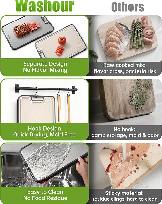 Stainless Steel Cutting Boards for Kitchen, Non Toxic 2-in-1 Cutting Board Double Sided, Food Grade Chopping Boards for Fresh Meat Vegetable, Easy to Clean Large Size 16”×11” - Image 5