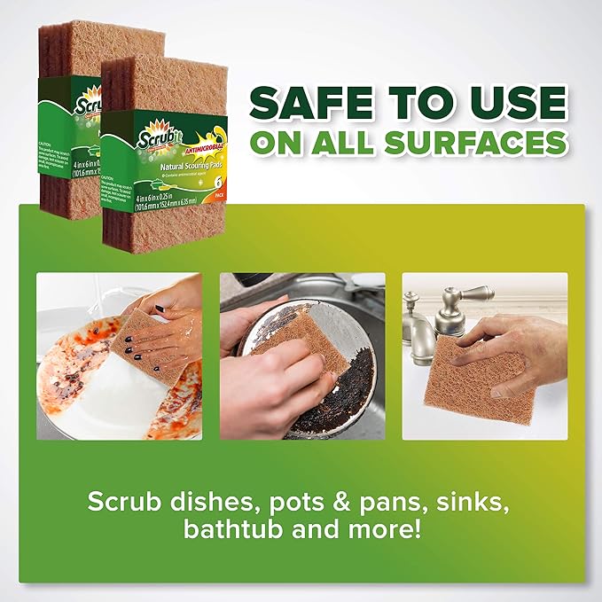 SCRUBIT Natural Scouring Pads (12 Pack) - Eco Friendly Scrubbing Pads for Kitchen Cleaning, Dishes, and Pots - Non-Scratch Kitchen Scrubbers - 100% Natural Sisal Fibers (12 Pack) - Image 6