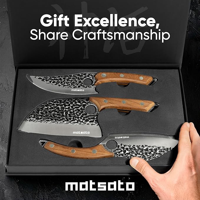 Matsato Knife Set 3-Piece Kitchen Knives, Cooking Chef Knife Set, Cleaver, Kitchen And Chef Cutting and Chopping Knives Sets Juego De Cuchillos Para Cocina - Image 4