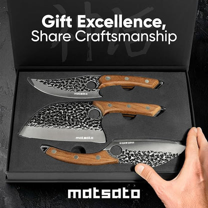 Matsato Knife Set 3-Piece Kitchen Knives, Cooking Chef Knife Set, Cleaver, Kitchen And Chef Cutting and Chopping Knives Sets Juego De Cuchillos Para Cocina - Image 4