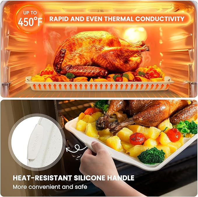 Kikcoin 22 PCS Nonstick Baking Pans Set, Stackable Bakeware Sets with Silicone Handles, 450°F Oven Safe Baking Sheet Set, Easy Release Cookie Sheets for Baking, Cream - Image 5