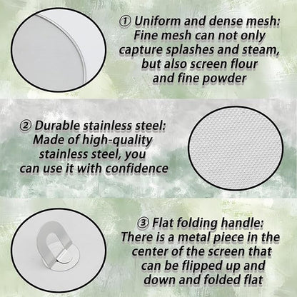 3 Pack Silver Stainless Steel Splatter Screens (9.8", 11.4", 13"), Grease Splatter Guard Ultra-Fine Mesh, Foldable Knob for Cooking/Chefs/Home Cooks - Image 4