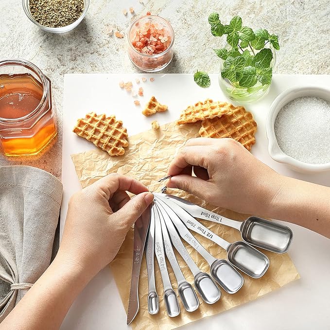 Spring Chef Stainless Steel Measuring Spoons Set of 13 with Leveler, Metal Teaspoon & Tablespoon Measuring Spoons for Cooking & Baking, Fits in Spice Jars, Kitchen Gadgets for Dry & Liquid Ingredients - Image 4