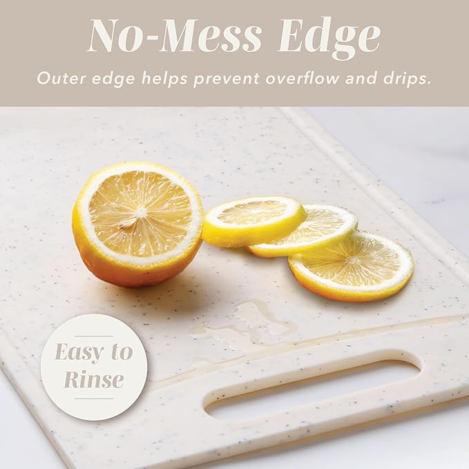 COOK WITH COLOR Non-Slip Cutting Board Set – Kitchen Essentials with Easy Grip Handle for Meat, Veggies, and Fruits, 4 Cutting Boards, White - Image 4