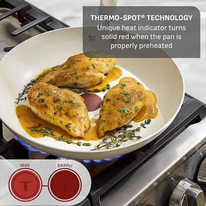 T-Fal Signature Nonstick 12 Inch Frying Pan Skillet, Oven Safe Up to 350°F, Dishwasher Safe, Pots and Pans Set, Non Stick Chef- Pan, Cream - Image 4