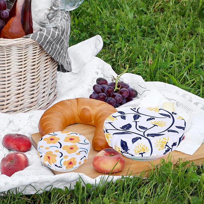 5 Pieces Bowl Covers Reusable, 5 Size Stretch Cloth Covers for Bread Proofing Fabric Elastic Food Covers Washable for Food Fruits Leftover (Floral) - Image 4