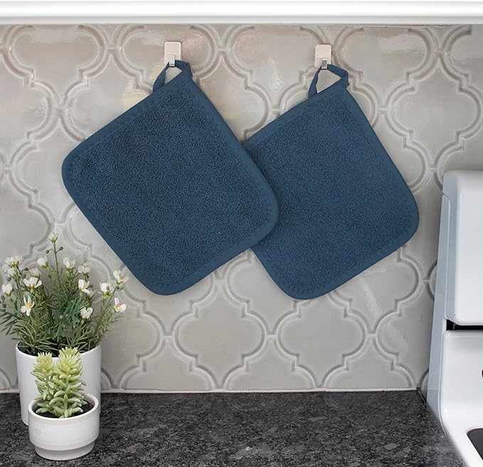 RITZ Terry Potholder & Hot Pad: Unparalleled Heat Resistant, Durable 100% Cotton – Ergonomically Designed for Optimal Grip – Easy-Care Machine Washable – 2-Pack, Midnight - Image 5