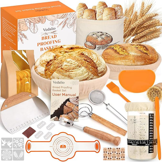 Sourdough Bread Baking Supplies, Sourdough Starter Kit, Bread Proofing Basket, Bread Making Tools Kit, Sour Dough Kit Tools, Sourdough Proofing Basket, Sourdough Kit Gifts for Bakers Women Wife Mom by Unknown