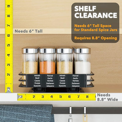 SpaceAid Pull Out Spice Rack Organizer for Cabinet, Heavy Duty Slide Out Seasoning Kitchen Organizer, Cabinet Organizer, with Labels and Chalk Marker, 8.5" W x10.75 D x2.5 H, 1 Drawer 1-Tier - Image 4