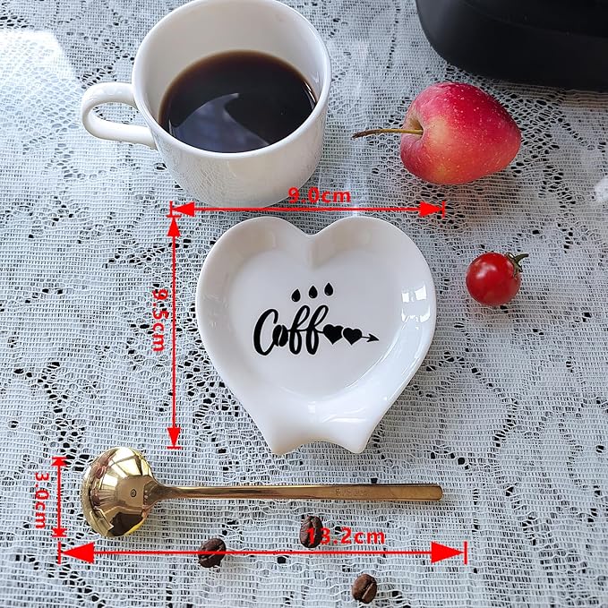 Heart-shaped Coffee Spoon Rest, Mini Coffee Spoon Holder, Coffee Stirrers, Teaspoon, Bar Spoon Rest, Coffee Bar Accessories (Ture white+Gold Spoon) - Image 5