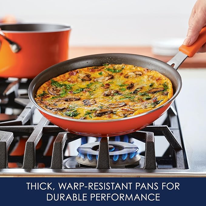 Rachael Ray Cook + Create Nonstick Cookware Frying Pan/Skillet, Fry Pan, 10 Inch - Orange - Image 4