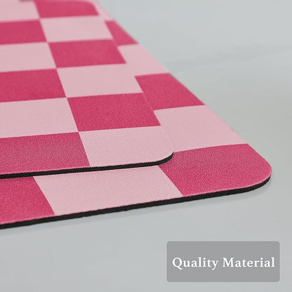 Ohocut Checkered Dish Drying Mat for Kitchen Counter, Coffee Bar Station Accessories, Retro Cute Girly Pink Aesthetic Modern Absorbent Drainer Mat Kitchen Drying Mat Easy Clean, Hot Pink 16" x 24" - Image 6