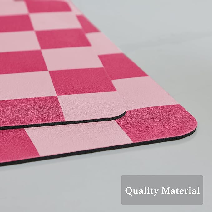 Ohocut Checkered Dish Drying Mat for Kitchen Counter, Coffee Bar Station Accessories, Retro Cute Aesthetic Modern Absorbent Drainer Mat Kitchen Drying Mat Easy Clean, Hot Pink 12" x 19" - Image 5