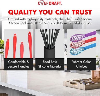 Chef Craft Premium Silicone Wire Cooking Whisk, 10.5 inch, Black - Image 6