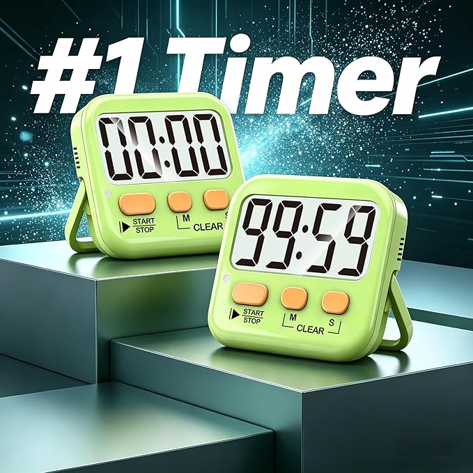 Antonki 2 Pack Digital Timer for Kids, Magnetic Countdown Kitchen Timers for Cooking, Egg, Classroom, Teacher, Exercise, Study, Oven - Battery Included - Image 2
