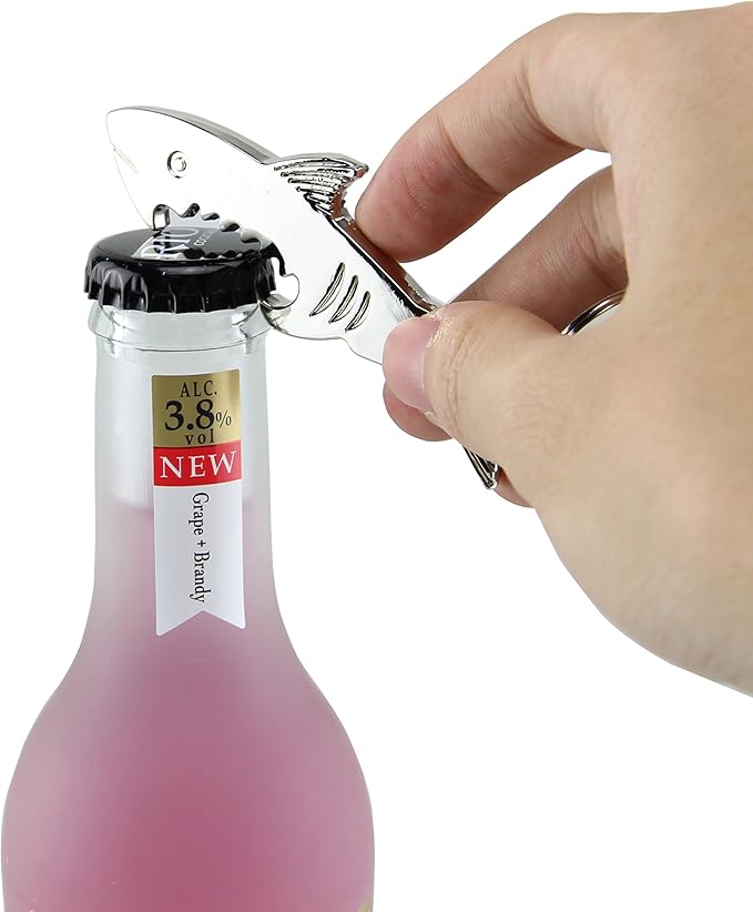 SWATOM Shark Keychain Zinc Alloy Bottle Opener Beer Opener Tool Key Tag Chain Ring Accessories