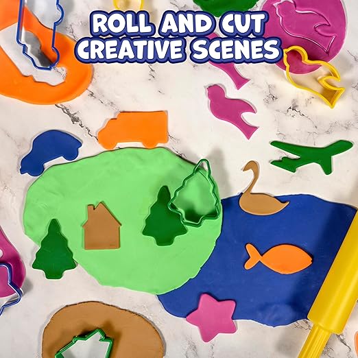 READY 2 LEARN Dough Roller and Cutters | Set of 17 | Dough Tools for Kids Ages 18m+ | Arts and Crafts Supplies for Toddlers | Roll, Cut, Mold and Play - Image 4