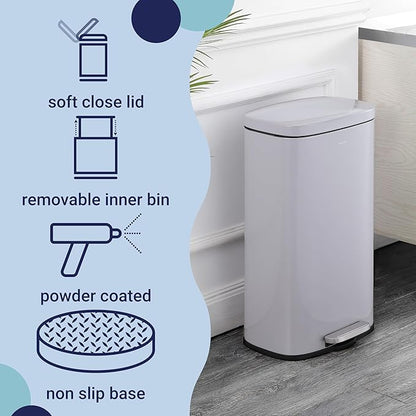 happimess HPM1011D Curtis 8-Gallon Step-Open Trash Can, Fingerprint Resistant, Modern, Minimalistic for Home, Kitchen, Laundry Room, Office, Bedroom, Bathroom, Fog Gray - Image 3