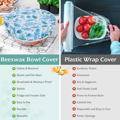 5-Size Reusable Beeswax Bowl Covers for Bread Proofing, Cotton Cloth Flexible Beeswax Wraps for Food Storage(Lilacs) - Image 7