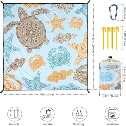 WIWIGO Beach Blanket Waterproof Sandproof Beach Mat 79" X 83"/10'x9'for 2-8 Adults Quick Drying Outdoor Picnic Mat Beach Accessories for Travel, Camping, Hiking - Image 2