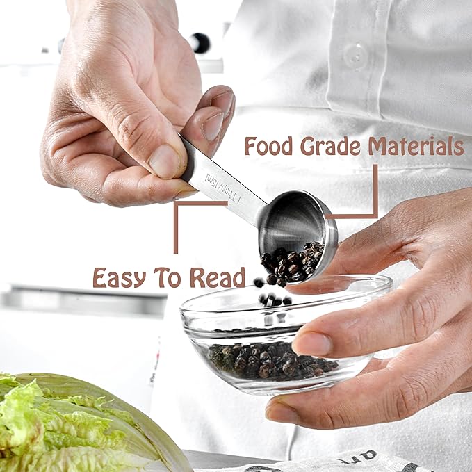 Stainless Steel Measuring Spoons Set, 7 Pieces Kitchen Measuring Sets Gadgets tool,For Cooking & Baking,Measure Dry & Wet Ingredients And Liquid (Spoons) - Image 3