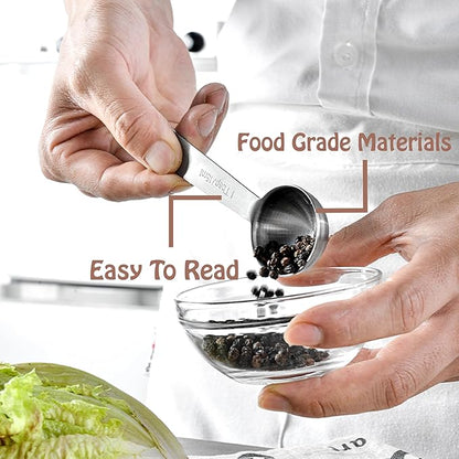 Stainless Steel Measuring Spoons Set, 7 Pieces Kitchen Measuring Sets Gadgets tool,For Cooking & Baking,Measure Dry & Wet Ingredients And Liquid (Spoons) - Image 3