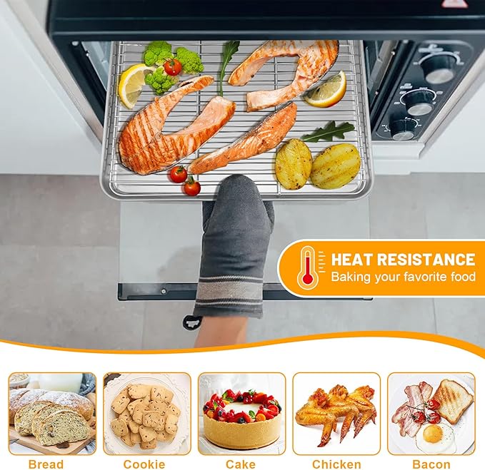 TeamFar Cooling Rack, 11.7” x 9” Stainless Steel Wire Baking Rack for Cooking Roasting Grilling, Fit for Oven Pan, Oven & Dishwasher Safe, Non-toxic & Heavy-Duty, 2PCS - Image 4