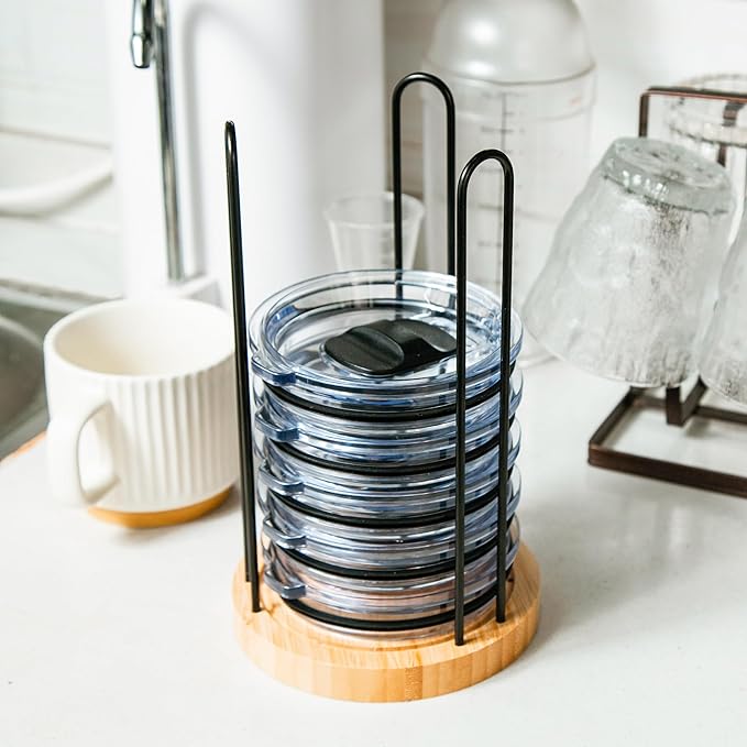 2PC Tumbler Lid Organizer, Detachable Cup Lid Organizer for Simple Modern Tumbler/Yeti Tumbler/Stanley Tumbler Lids, Holds up to 20 Lids, Cup Organizer for Kitchen Organizers and Storage - Image 3