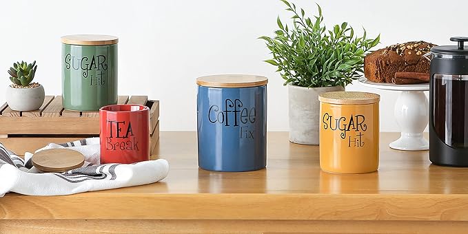 DII Kitchen Accessories Retro Collection, Ceramics, Canister Set, Honey, 3 Piece - Image 6