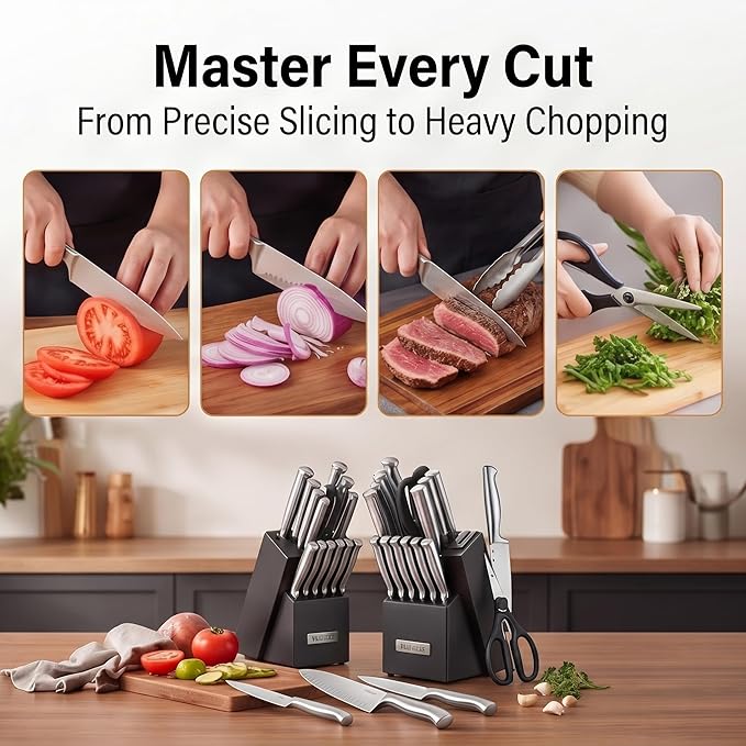 McCook® Knife Sets, German Stainless Steel Knife Block Sets with Built-in Sharpener - Image 7